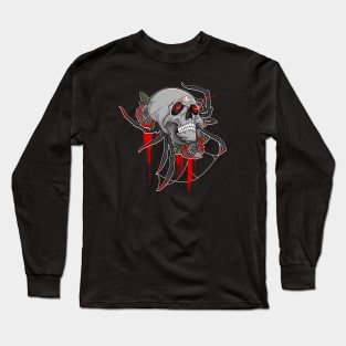 Haunted Gothic Spider Skull Long Sleeve T-Shirt